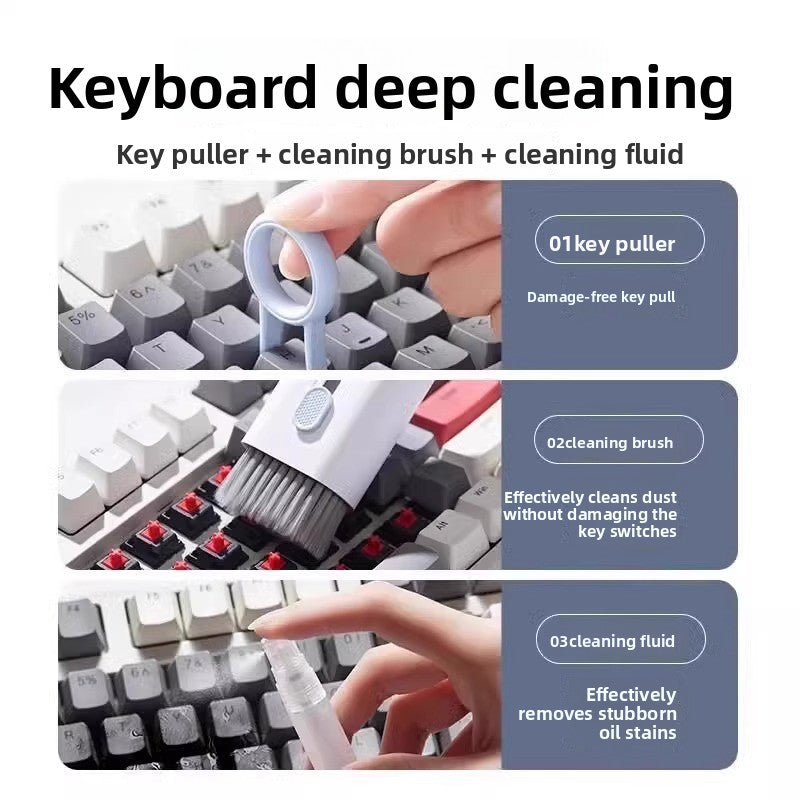 Deskfriend 7-in-1 Desk Cleaning Kit precision pen clearing a charging port