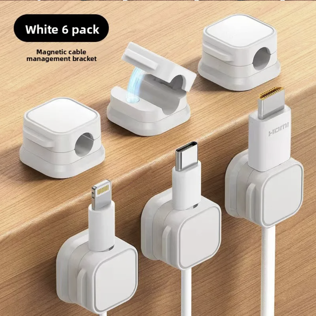 Deskfriend Magnetic Cable Clips attached to a car dashboard