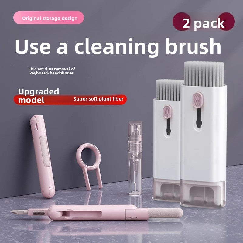 Deskfriend 7-in-1 Desk Cleaning Kit cleaning fluid on a laptop screen